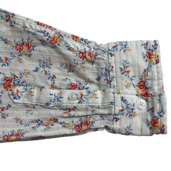 On 34th Womens Shirt Plus Size 2X Floral Print Long Sleeves Shadow Stripe Woven - Picture 7 of 10